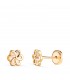 Pendientes para niña con diseño de flor en nácar y oro