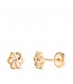 Pendientes niña Lourdes flor Oro 18k nácar