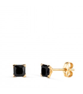 Boucles d'oreilles Beckham, Cristiano Ronaldo. Boucles d'oreilles homme 4 mm, modèle Oslo 14K 4 griffes - Zircone noire