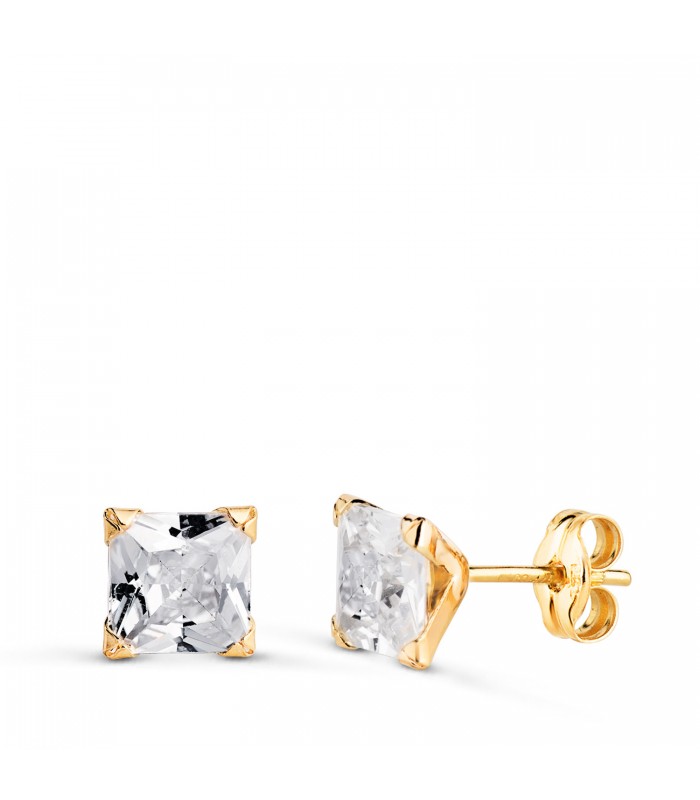 Ohrringe Herren 14K Oslo mit Zirkonia, 6 mm, im Prinzess-Schliff