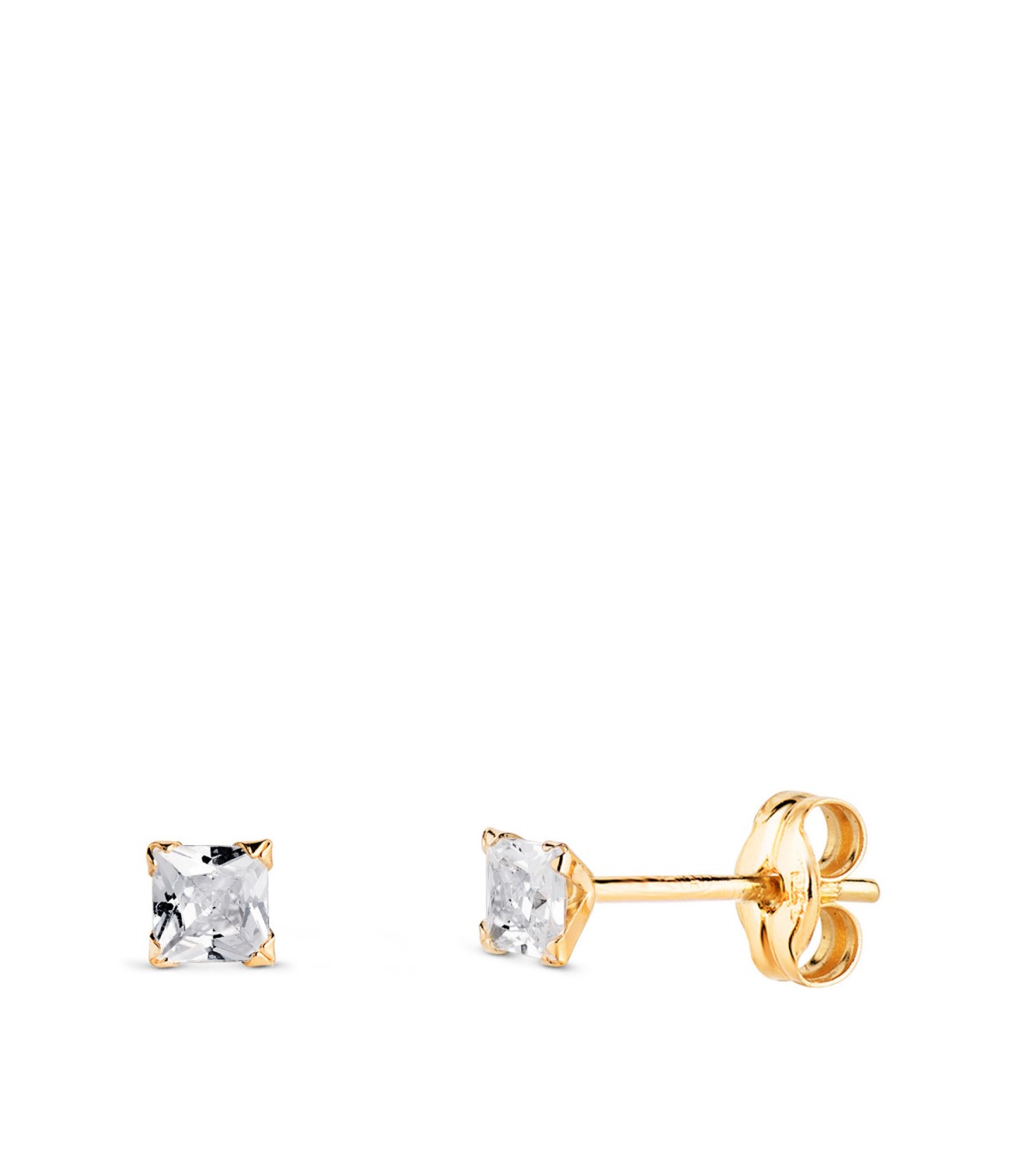 Ohrringe Herren 14K Oslo mit Zirkonia, 3 mm, im Prinzess-Schliff