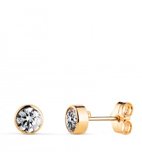 Pendientes chatón oro 14 kilates/ 585 - Pendientes circonitas 5mm Noly