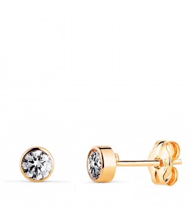 Pendientes chatón oro 14 kilates/ 585 - Pendientes con circonitas 4 mm Noly
