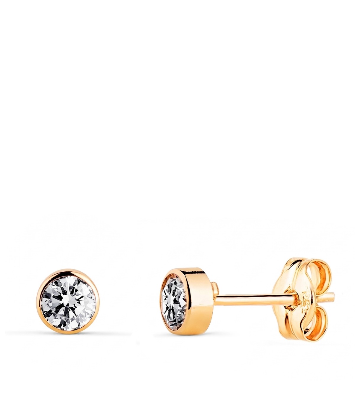 Boucles d'oreilles solitaire or 14 carats (585/1000) - Puces d'oreilles Zircones 4 mm Noly