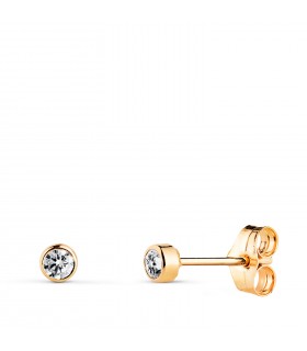 Ohrringe Gold 585 (14 Karat). Solitär-Ohrstecker, weiße Zirkonia 3 mm