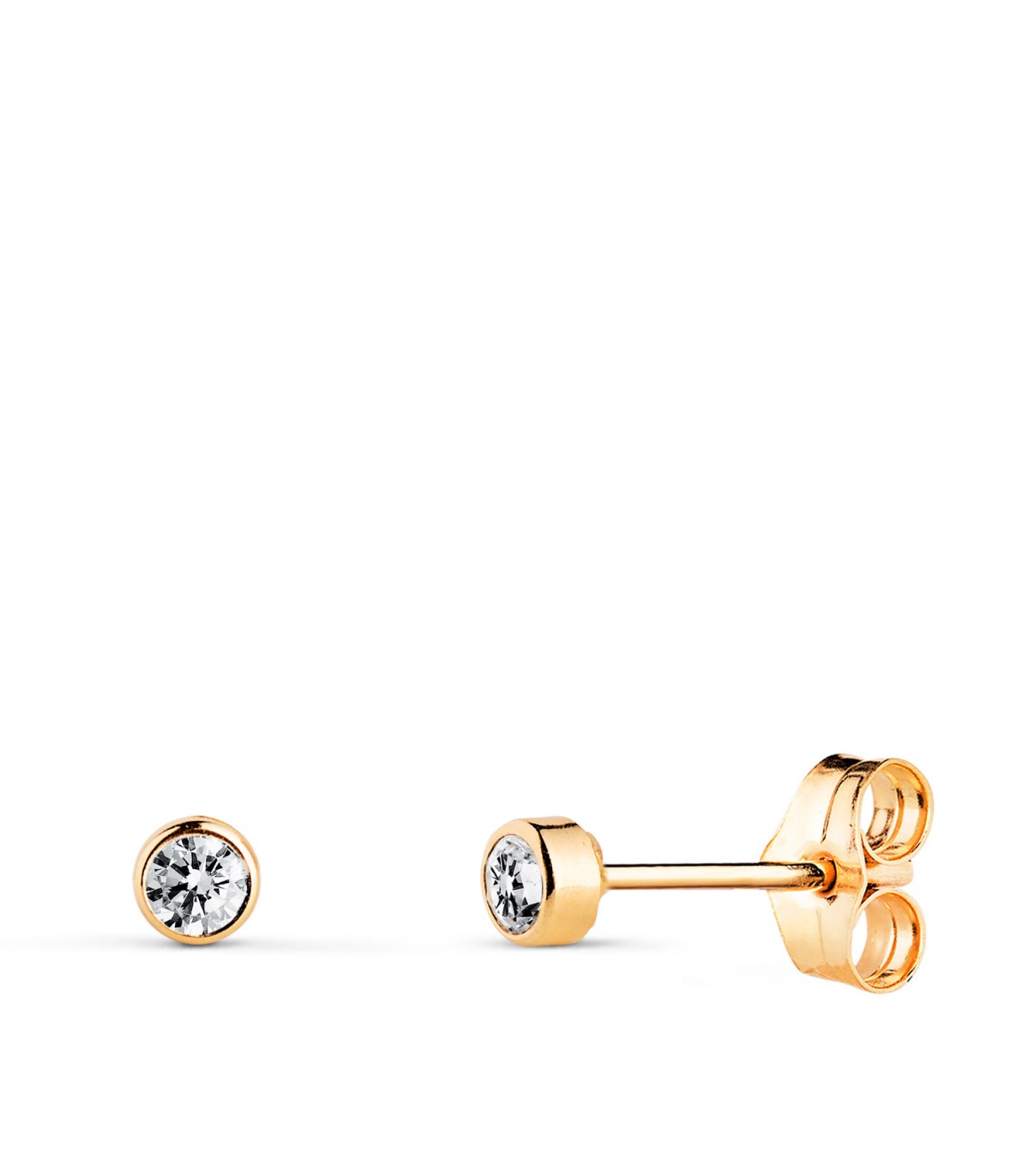 Pendientes chatón oro 14 kilates/ 585 - Pendientes con circonitas 3 mm Noly