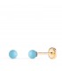 Pendientes turquesa Mariela 3 mm 14Kts, pendientes niña oro de bolas.
