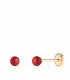 Boucles d'oreilles Mariela en corail 3 mm, 14 carats, boucles d'oreilles pour fille en or avec des perles.