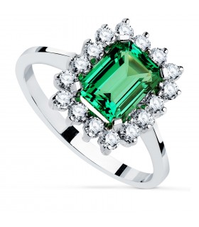 Smaragd Ring mit Diamanten Carrie 750 Weißgold
