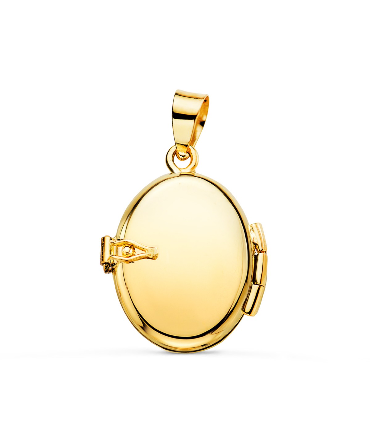 Ciondolo Portafoto ovale lucido oro giallo 585 18 mm - Collana personalizzata da donna