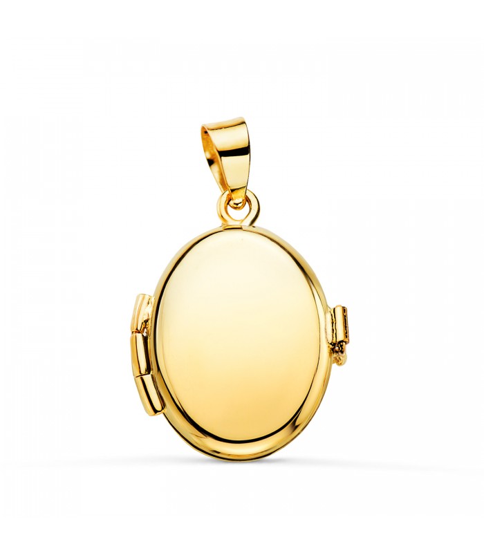 Colgante Portafotos Oval 18mm Oro Amarillo 14K, con grabado incluido - Colgante para hombre o mujer