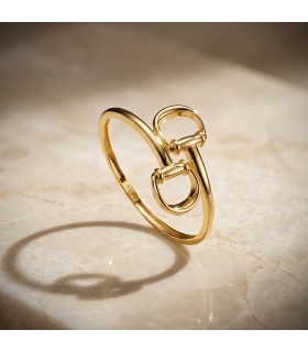 Anillo de oro amarillo 18 kilates con diseño de estribos | Anillos para mujer anchos.