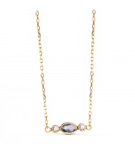 Gargantilla collar de oro con piedra de color aguamarina | Collar mujer Dorothea