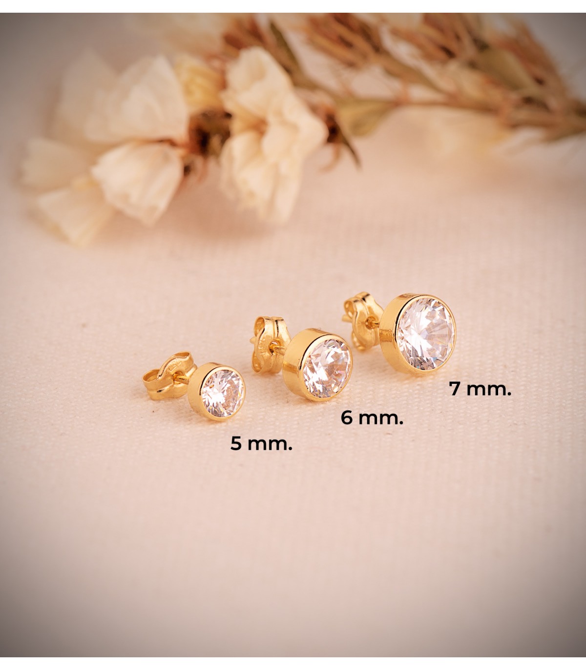 Orecchini con zircone 7mm oro giallo 750 - Punto luce Noly per bambina e donna