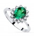 Bague Eowyn Or 18K Émeraude et Diamants. Bague en or blanc 18 carats.