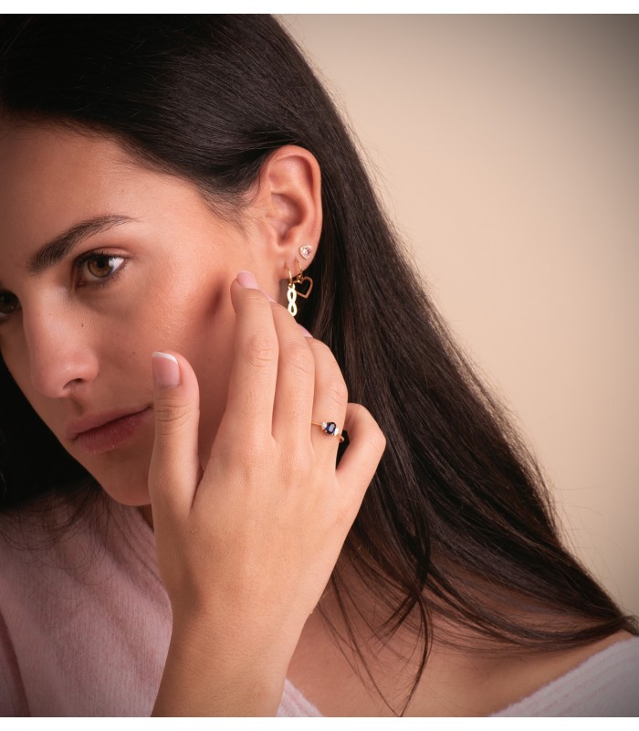 Anillo de zafiro y diamantes en oro amarillo 18 kilates, ideal regalo para mujer: Navidad, Compromiso Boda.