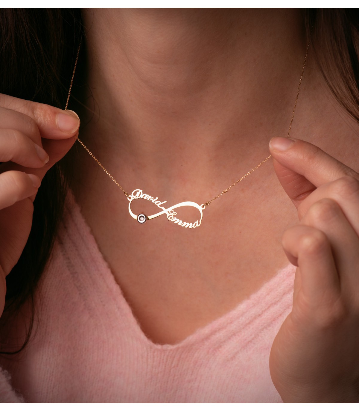 Collier personnalisable infini Or 18K Prénoms Diamant