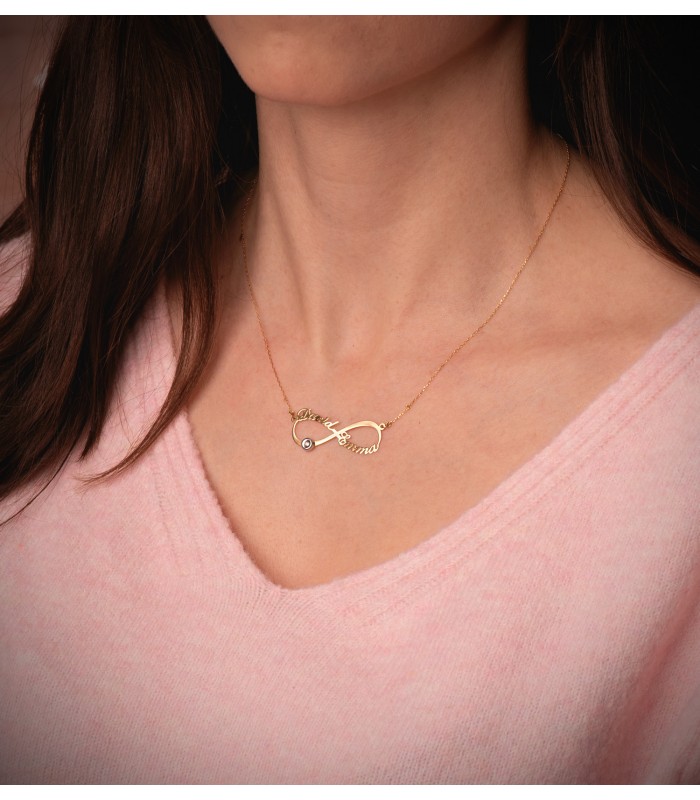 Collier personnalisable infini Or 18K Prénoms Diamant