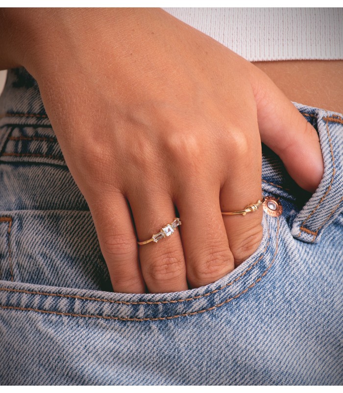 Bague Queen Topaze Bleue Or Jaune 18K