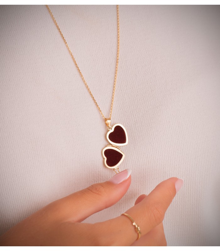 Portafotos Corazón Rubí Oro 18K | Colgantes con grabado, guardapelos y relicarios | Collar Mujer
