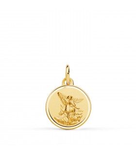 Medaglia San Michele Arcangelo 14 mm oro 18 kt, lavorazione a conio, bordo in bassorilievo