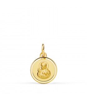 Médaille Sacré-Cœur de Jésus 12 mm, Or jaune 750, bord biseauté – Médailles de baptême