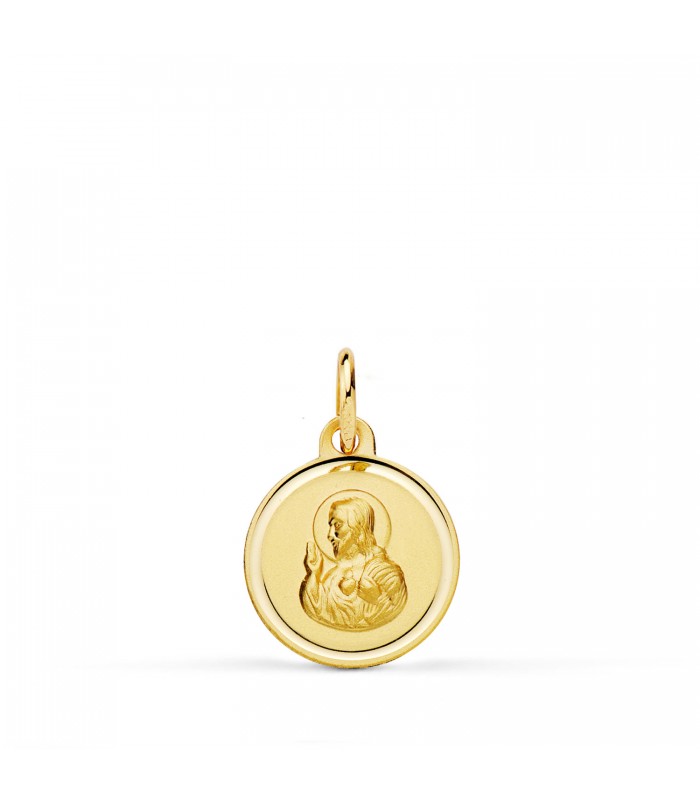 Médaille Sacré-Cœur de Jésus 12 mm, Or jaune 750, bord biseauté – Médailles de baptême