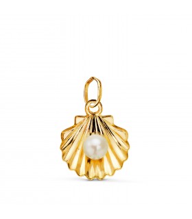 Ciondolo a forma di conchiglia con perla da 14 mm in oro giallo 18 kt | Ciondoli unisex online: per uomo, donna e bambini.