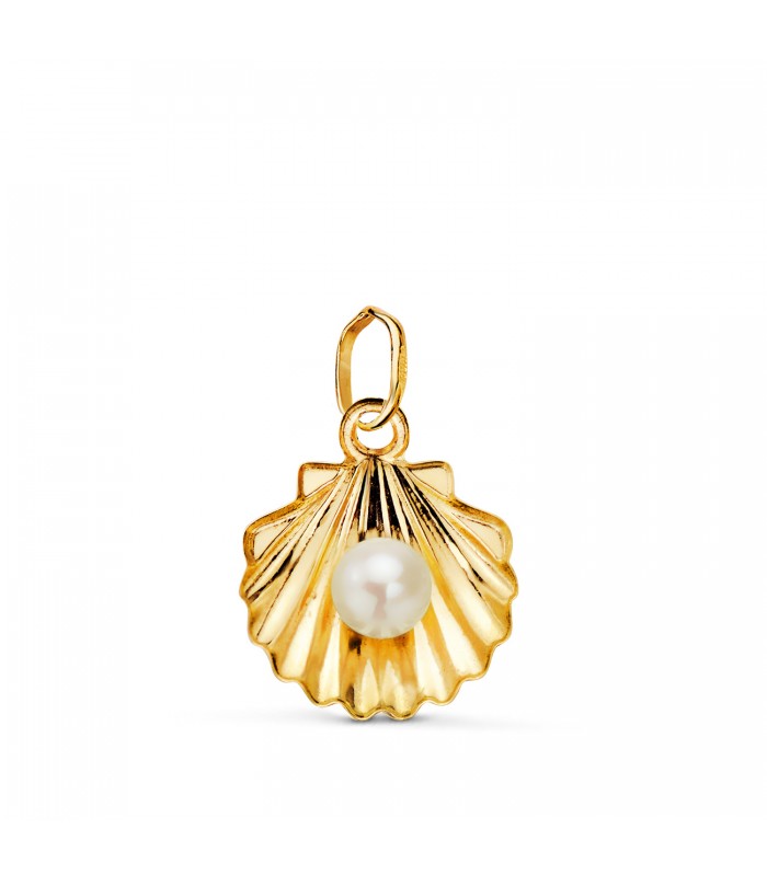 Pendentif coquille avec perle 14 mm en or jaune 18 carats | Pendentifs unisex en ligne : pour homme, femme et enfant.