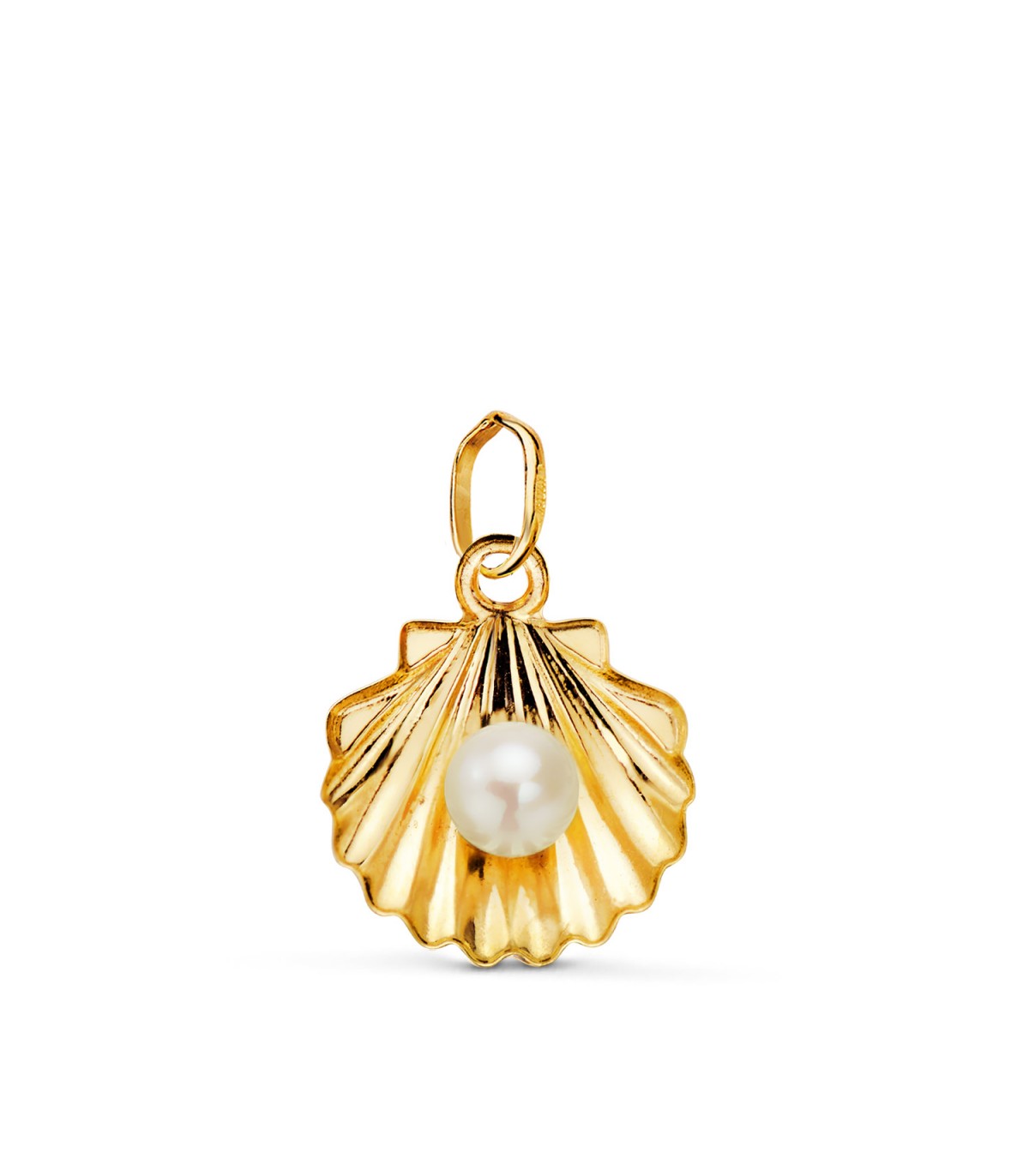Ciondolo a forma di conchiglia con perla da 14 mm in oro giallo 18 kt | Ciondoli unisex online: per uomo, donna e bambini.