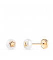 Kinder-Ohrringe 14K Gold Pearl & Star 5mm