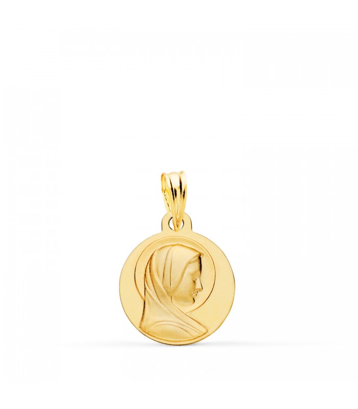 Medalla Virgen María Francesa Oro 18k 14mm