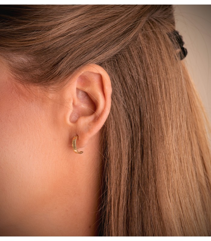 Aros de oro 18 kilates 12 mm con diseño de Tornillos acabado pulido - Pendientes aros para mujer.