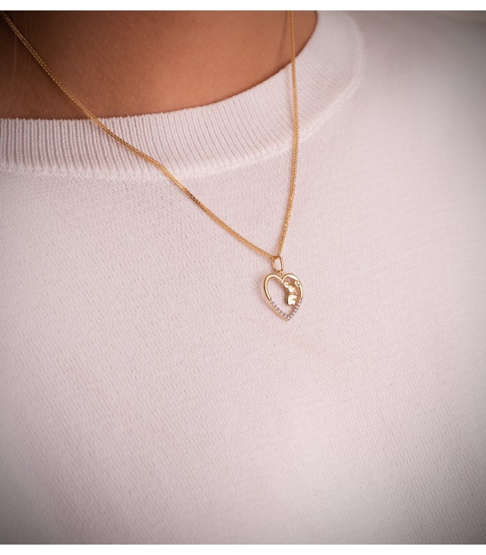 Ciondolo Mamma Koala e Cuore in oro bicolore 18kt, 16 mm - Regalo Festa della mamma