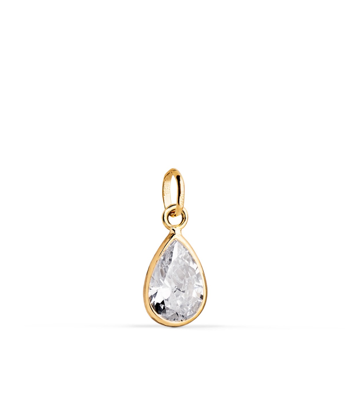 Zirkonia Anhänger klein, 12 mm, Gold 18K, Kettenanhänger Birne | Clementine