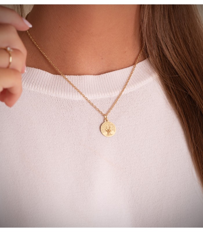 Medaglia Albero della Vita oro 750, 14 mm | Ciondoli portafortuna personalizzati