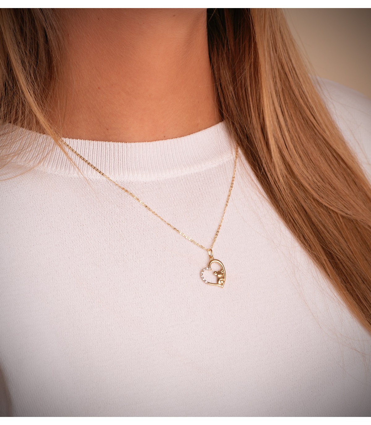 Ciondolo Mamma Koala e Cuore in oro bicolore 18kt, 19 mm - Regalo Festa della mamma
