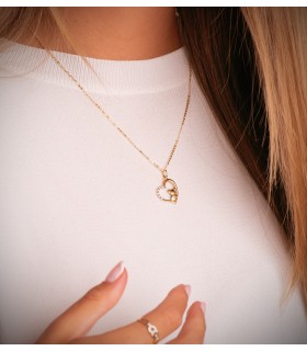 Ciondolo Mamma Koala e Cuore in oro bicolore 18kt, 19 mm - Regalo Festa della mamma