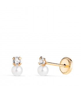 Clous d'oreilles avec perles Alma 6mm or jaune 750 | Boucles d'oreilles bébé et enfant.