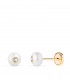 Orecchini in oro 18k Pearl & Zircon 5mm, idee regalo nascita, orecchini bottone perle