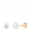 Pendientes de oro 18k Pearl & Zircon 5mm