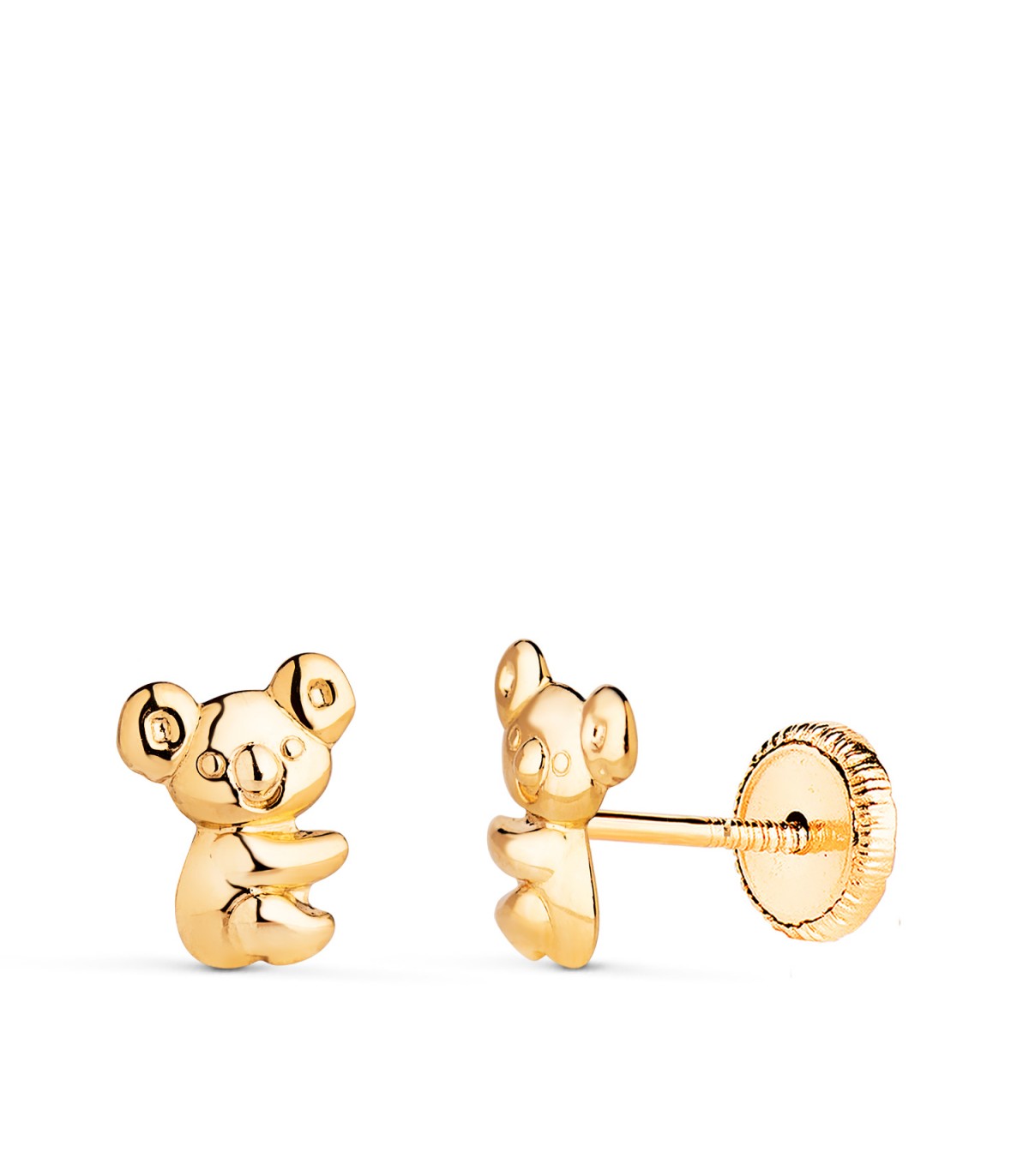 Ohrstecker mit Koala, 7 mm 750er Gelbgold | Kinder-Ohrringe