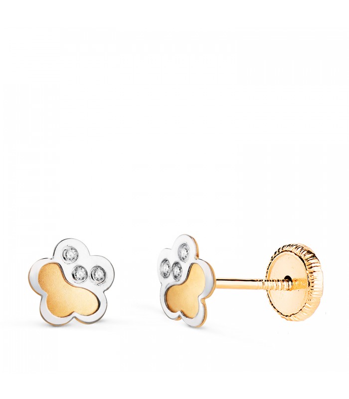 Boucles d'oreilles or bicolore Jaima 14K - 585 ‰ | Idéales pour bébé et fillettes