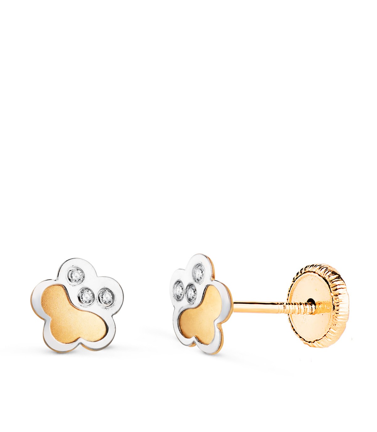 Boucles d'oreilles or bicolore Jaima 14K - 585 ‰ | Idéales pour bébé et fillettes