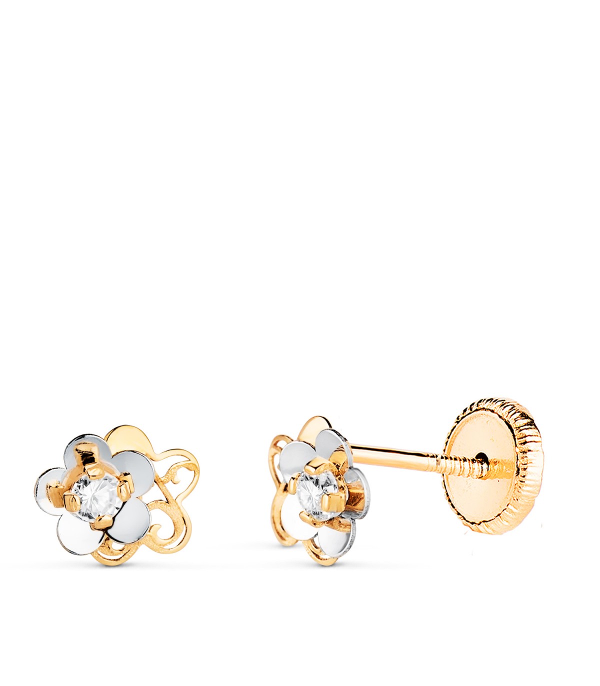 Boucles d'oreilles or bicolore Heida 14K - 585 ‰ | Idéales pour bébé et fillettes