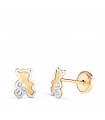 Orecchini orso Mina oro bicolore 14Kt