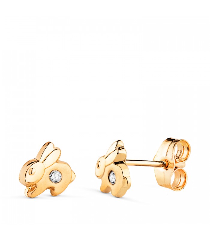 Pendientes de oro con forma de Conejitos en 14K - 585 ‰ | Ideales para bebé y niñas pequeñas