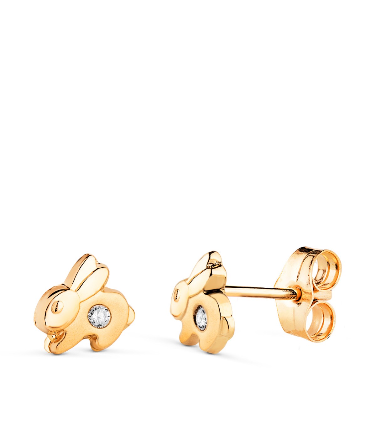 Clous d'oreilles Lapins or 14K - 585 ‰ | Idéales pour bébé et fillettes