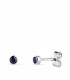 Pendientes chatón oro blanco 14 kilates/ 585 - Pendientes con circonitas azules 3 mm Noly