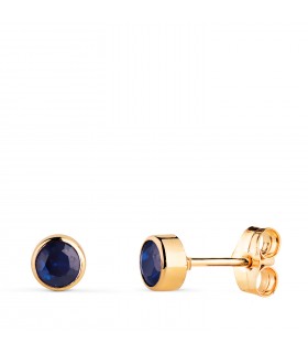 Orecchini punto luce oro 585‰ (14kt), con zirconi blu 4 mm, Modello Noly